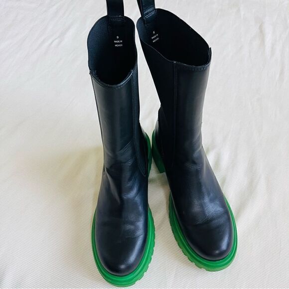 Steve Madden Womens Mid Boots Platform Chunky Leather Black Fashion Chelsea 9 Pr - Picture 6 of 7